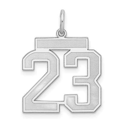 Sterling Silver Medium Satin Number 23 Charm