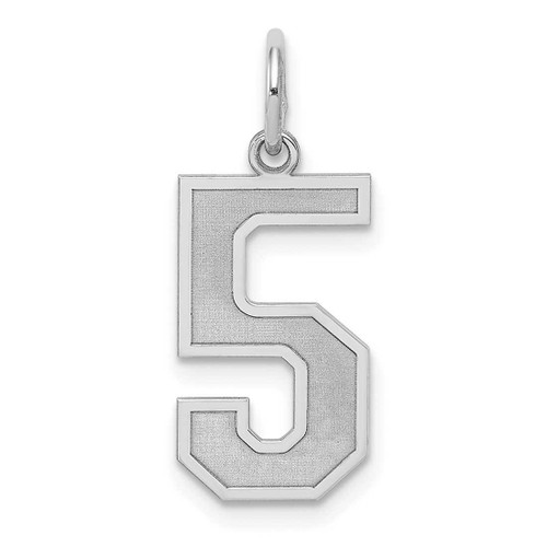 Image of Sterling Silver Medium Satin Number 5 Charm