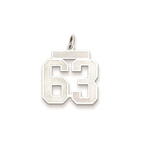 Image of Sterling Silver Medium Satin Number 63 Charm