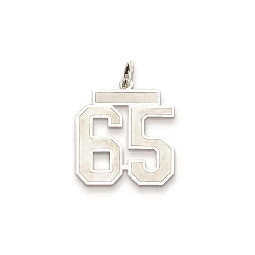 Image of Sterling Silver Medium Satin Number 65 Charm