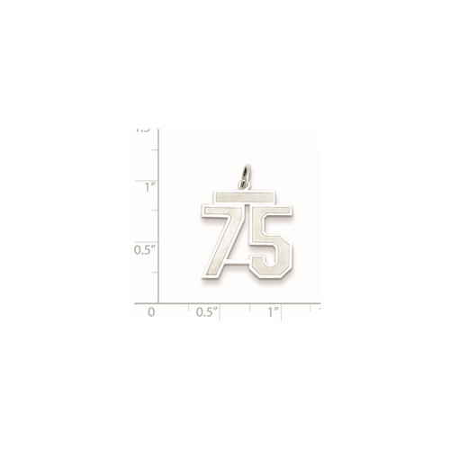 Image of Sterling Silver Medium Satin Number 75 Charm