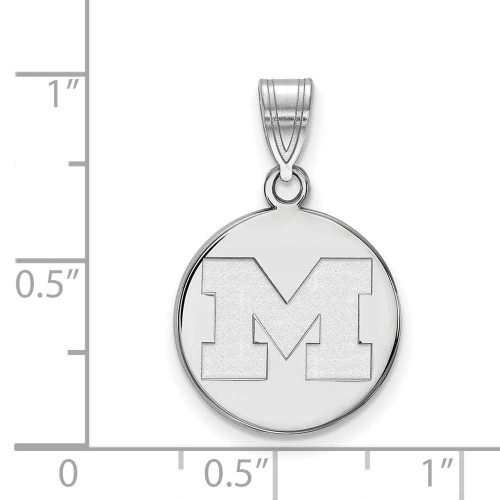 Image of Sterling Silver Michigan (University Of) Medium Disc Pendant by LogoArt