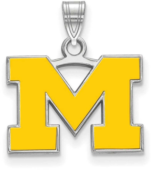 Image of Sterling Silver Michigan (University Of) Small Enamel Pendant by LogoArt