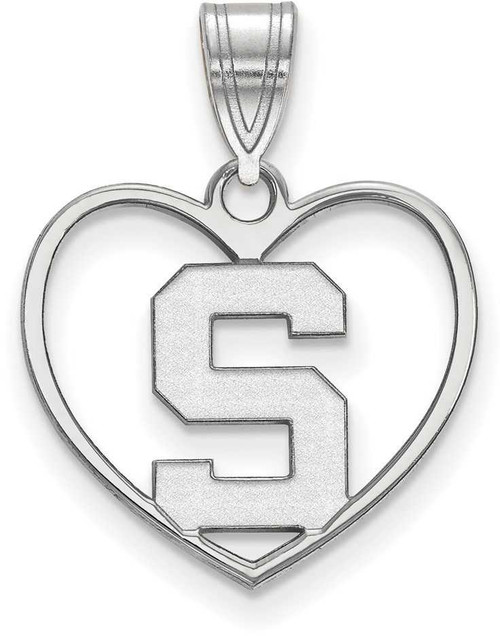 Image of Sterling Silver Michigan State University Pendant in Heart by LogoArt