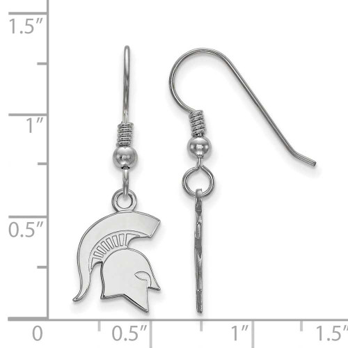 Image of Sterling Silver Michigan State University Small Dangle Earrings LogoArt SS049MIS