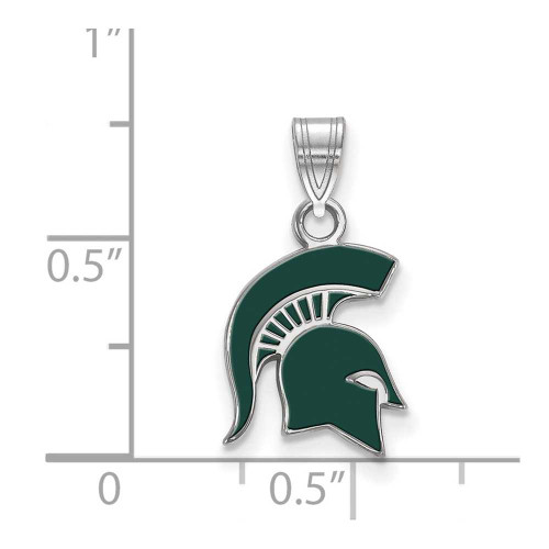 Image of Sterling Silver Michigan State University Small Enamel Pendant LogoArt SS059MIS