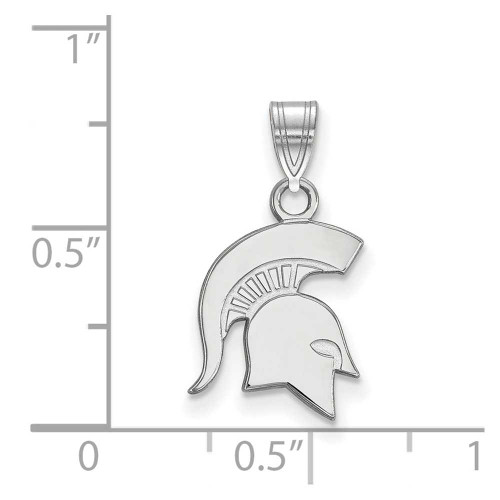 Image of Sterling Silver Michigan State University Small Pendant by LogoArt (SS044MIS)