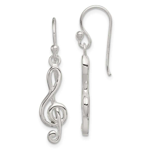 Image of 34mm Sterling Silver Music Treble Clef Shepherd Hook Earrings