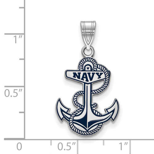 Image of Sterling Silver Navy Large Enamel Pendant by LogoArt