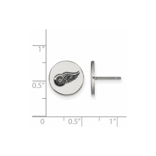 Sterling Silver NHL Detroit Red Wings Small Enamel Disc Earrings by LogoArt