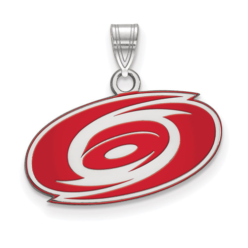 Sterling Silver NHL LogoArt Carolina Hurricanes Small Enamel Pendant