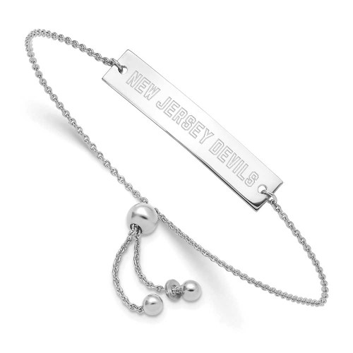Image of Sterling Silver NHL LogoArt New Jersey Devils Small Bar Adjustable Bracelet