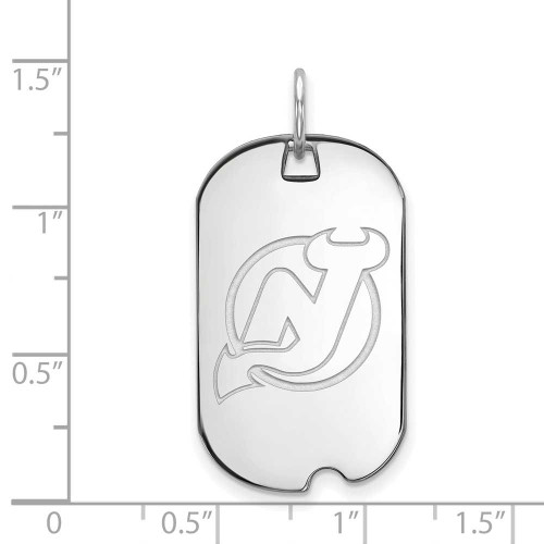 Image of Sterling Silver NHL LogoArt New Jersey Devils Small Dog Tag Pendant