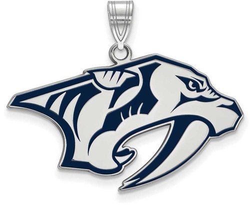 Image of Sterling Silver NHL Nashville Predators Large Enamel Pendant by LogoArt