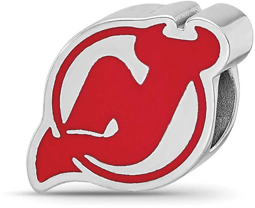 Image of Sterling Silver NHL New Jersey Devils Enamel Logo Bead by LogoArt