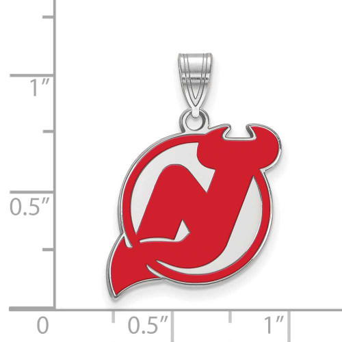 Image of Sterling Silver NHL New Jersey Devils Large Enamel Pendant by LogoArt