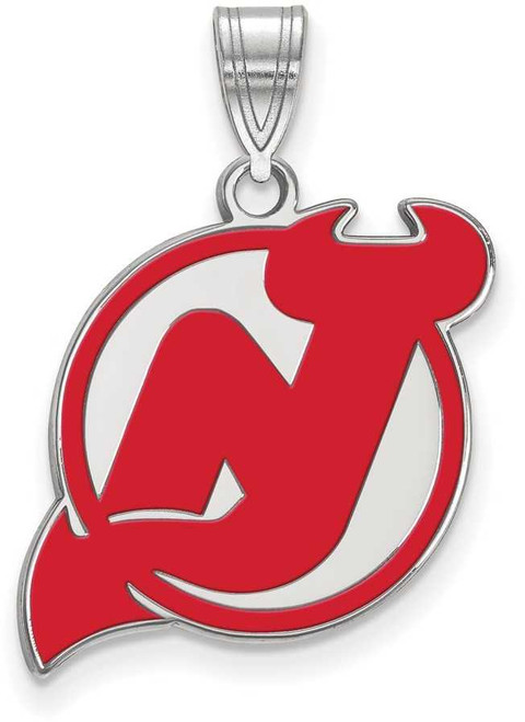 Image of Sterling Silver NHL New Jersey Devils Large Enamel Pendant by LogoArt