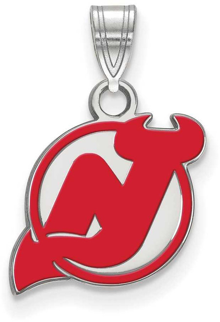 Image of Sterling Silver NHL New Jersey Devils Small Enamel Pendant by LogoArt