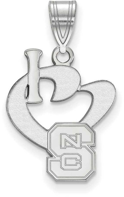 Image of Sterling Silver North Carolina State U Large I Love Logo Pendant by LogoArt