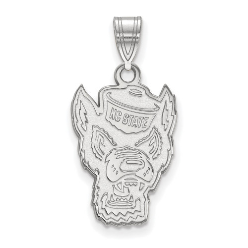 Sterling Silver North Carolina State University Large Pendant LogoArt (SS046NCS)