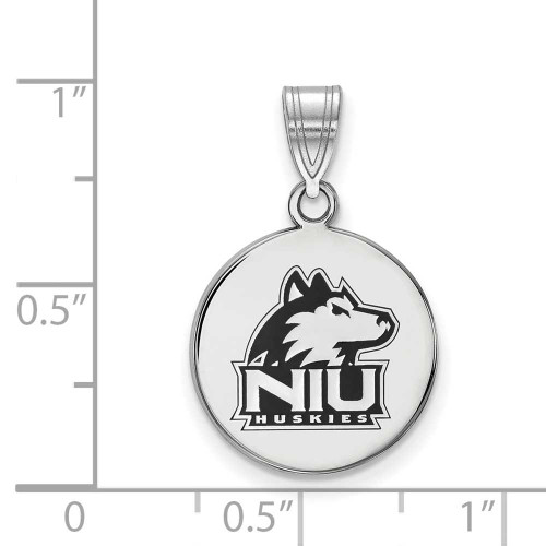 Image of Sterling Silver Northern Illinois U Medium Enamel Disc Pendant by LogoArt