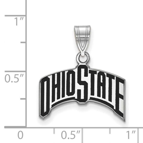 Image of Sterling Silver Ohio State University Large Enamel Pendant by LogoArt (SS075OSU)