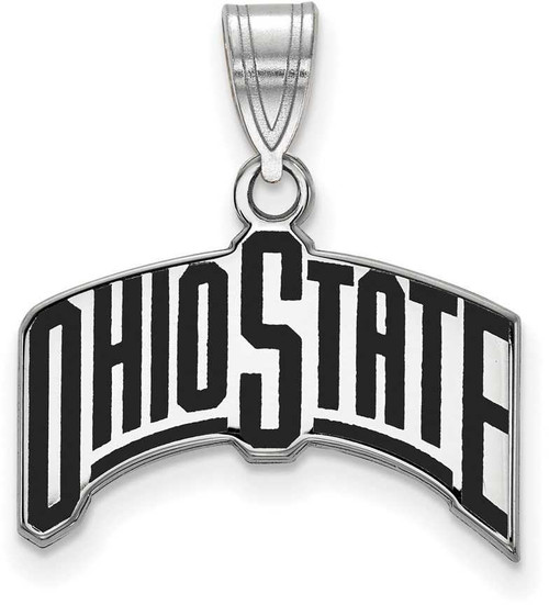 Image of Sterling Silver Ohio State University Large Enamel Pendant by LogoArt (SS075OSU)