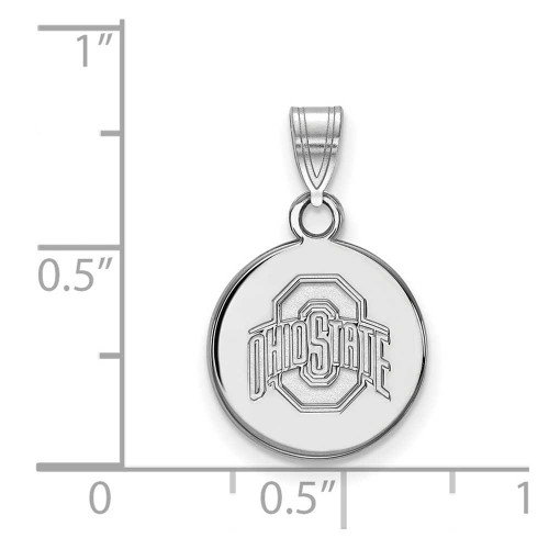 Image of Sterling Silver Ohio State University Small Disc Pendant by LogoArt (SS038OSU)