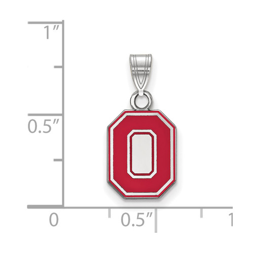 Sterling Silver Ohio State University Small Enamel Pendant by LogoArt (SS055OSU)