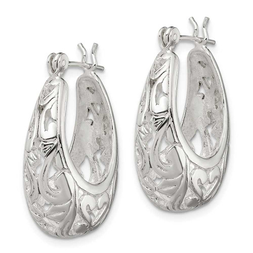 Image of 24mm Sterling Silver Oval Filigree Hoop Earrings