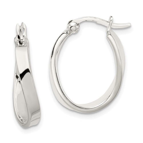 20mm Sterling Silver Oval Hoop Earrings QE3755
