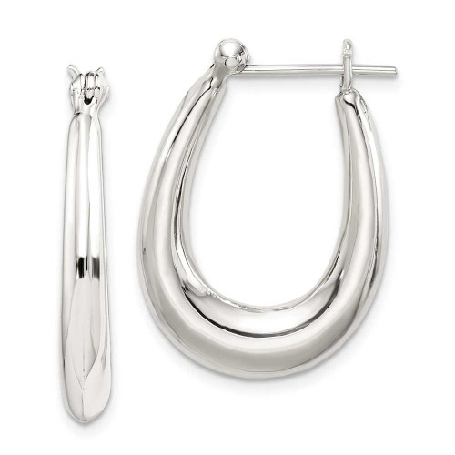 Image of 25mm Sterling Silver Oval Hoop Earrings QE3763