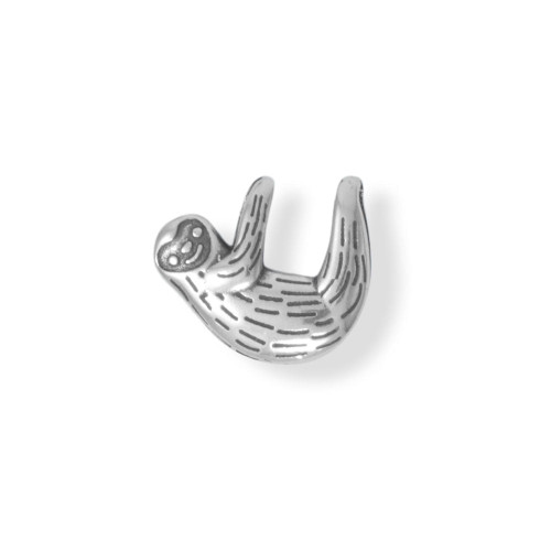 Image of Sterling Silver Oxidized Cute Hanging Sloth Slide Pendant
