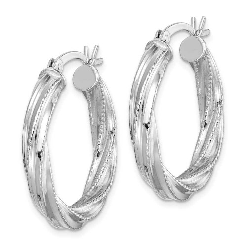 Image of 18mm Sterling Silver Patterned Twist 25mm Hoop Earrings