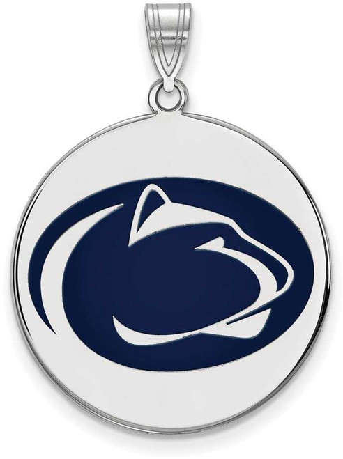 Image of Sterling Silver Penn State University XL Enamel Disc Pendant by LogoArt SS037PSU