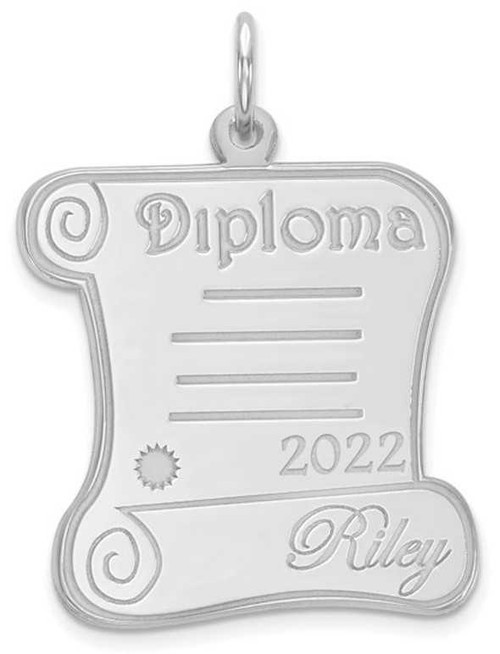 Image of Sterling Silver Personalized Diploma Charm