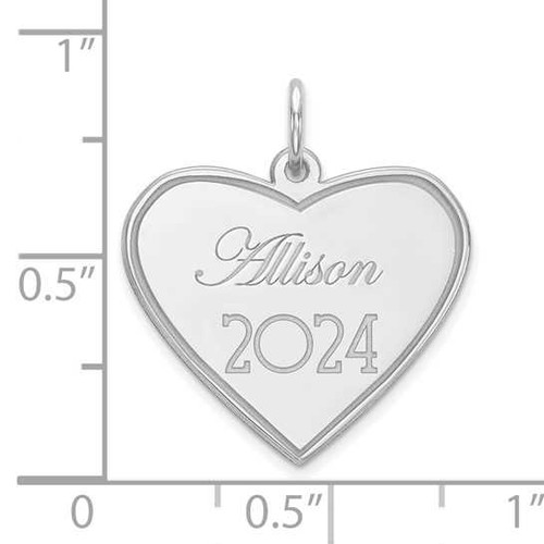 Image of Sterling Silver Personalized Graduation Heart Charm