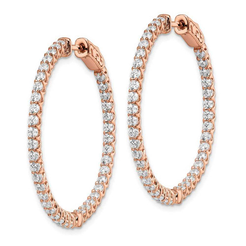 Image of 35mm Sterling Silver Pink CZ In and Out Hinged Hoop Earrings