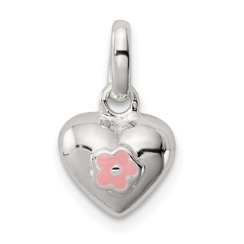 Image of Sterling Silver Pink Enamel Kids Heart Pendant