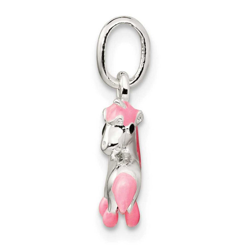 Image of Sterling Silver Pink Enamel Kids Horse Pendant