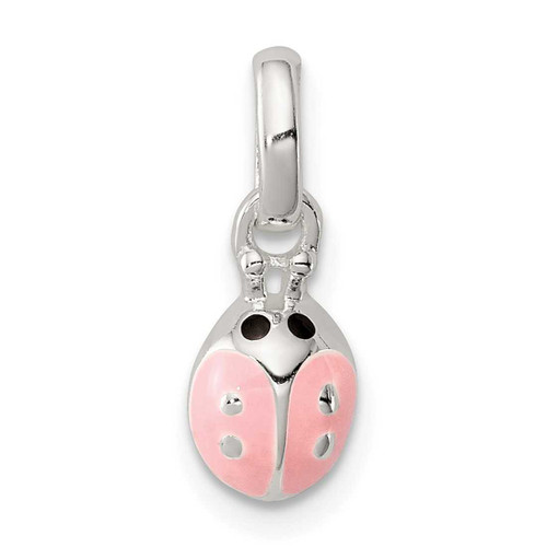 Image of Sterling Silver Pink Enamel Kids Ladybug Pendant