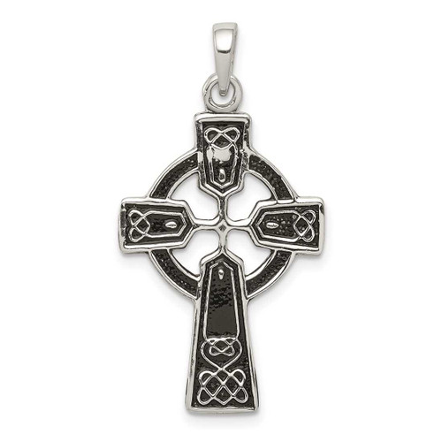 Image of Sterling Silver Polished & Antiqued Celtic Cross Pendant