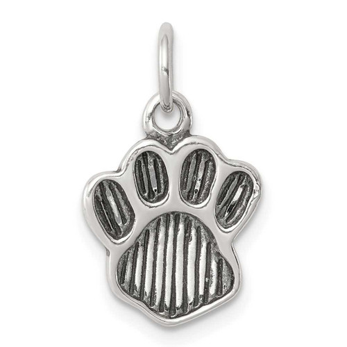 Image of Sterling Silver Polished & Antiqued Paw Pendant