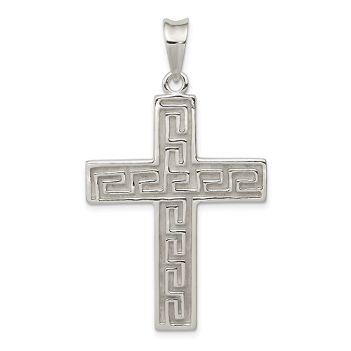 Sterling Silver Polished & Textured Cross Pendant QC6662
