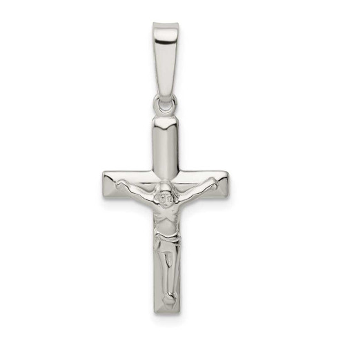 Image of Sterling Silver Polished & Textured Crucifix Pendant QC9096