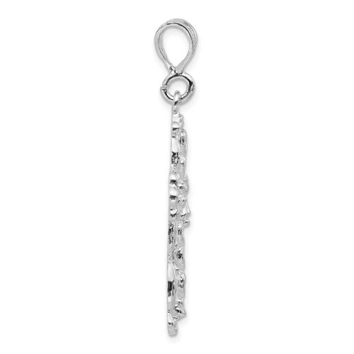 Image of Sterling Silver Polished & Textured Hearts on Cross Pendant