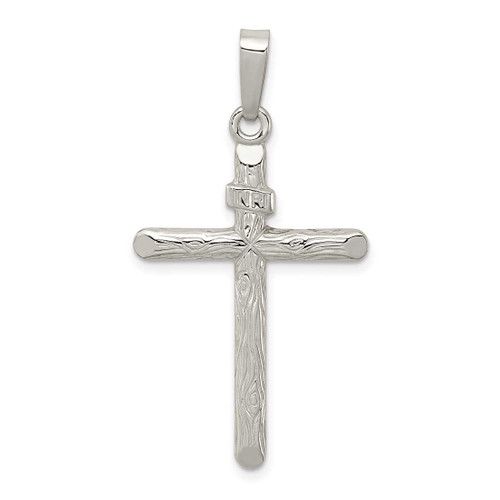Image of Sterling Silver Polished & Textured Inri Cross Pendant