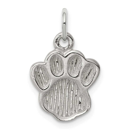 Image of Sterling Silver Polished & Textured Paw Print Charm QC8875