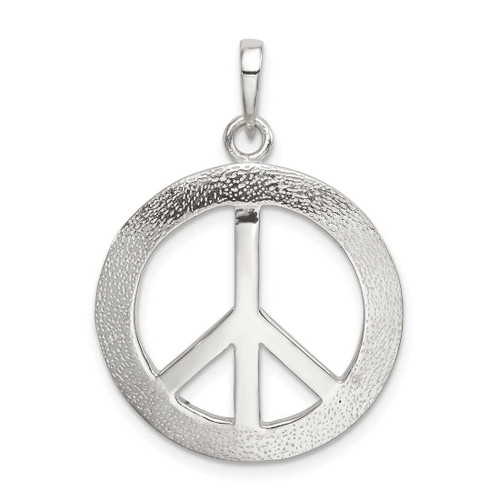 Image of Sterling Silver Polished & Textured Peace Pendant