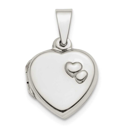 Image of Sterling Silver Polished 13mm Heart Locket Pendant